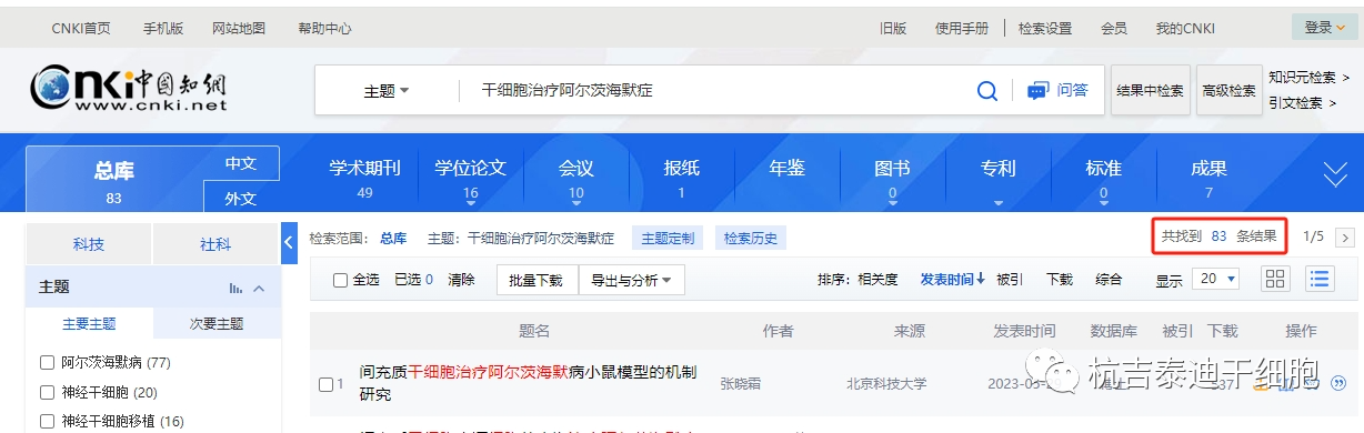 國內干細胞治療阿爾茨海默癥的研究進展
