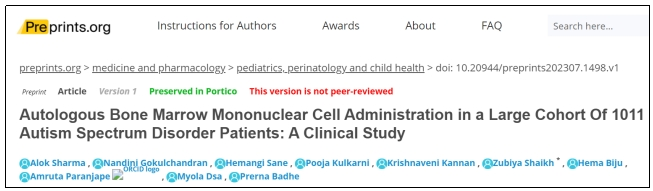 自體骨髓單核細(xì)胞在1011名自閉癥譜系障礙患者中的應(yīng)用:一項(xiàng)臨床研究