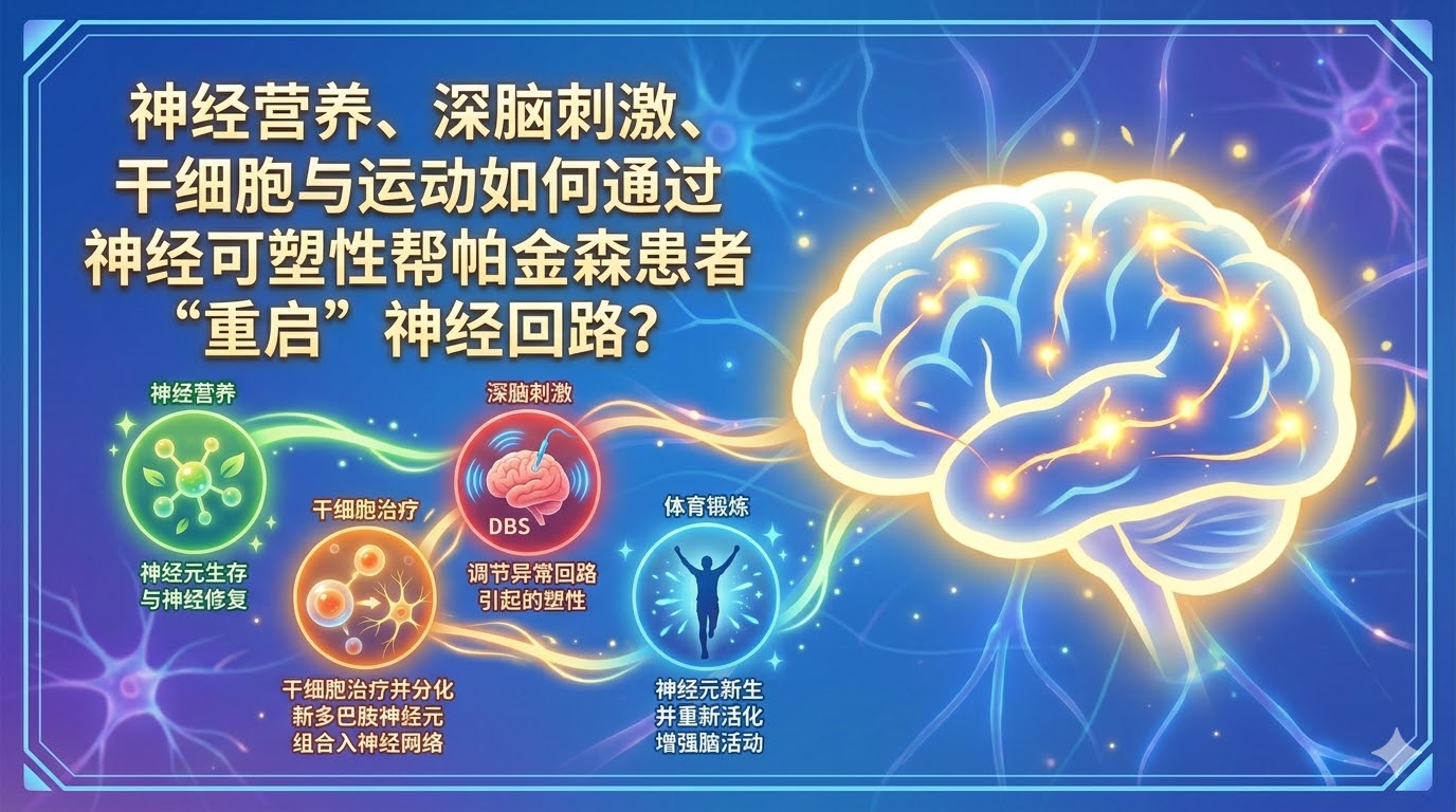 神經營養、深腦刺激、干細胞療法與運動如何通過神經可塑性幫帕金森患者重獲運動能力？